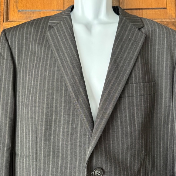 Perry Ellis Charcoal Gray w/Pinstripe 2 Button Close Suit Jacket 46 Reg - Picture 3 of 16